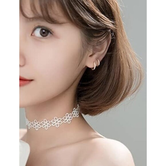 925 Sterling Silver Small Hoop Earrings Cubic Zirconia Huggie Hoop Earrings, 3 P - Picture 4 of 6